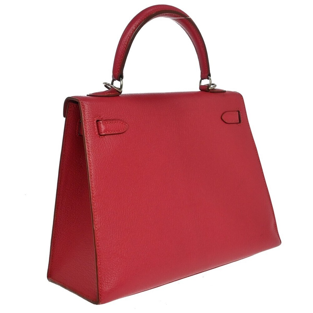 Hermes Kelly Red Chevre de Coromandel with Palladium Hardware 25 - Picture 2 of 14
